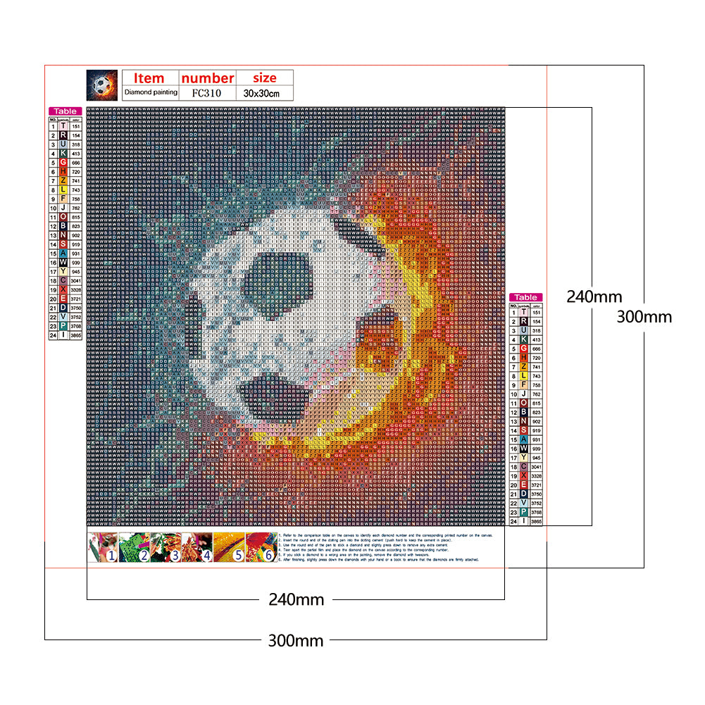 Football Flame - Full Square Drill Diamond Painting 30*30CM