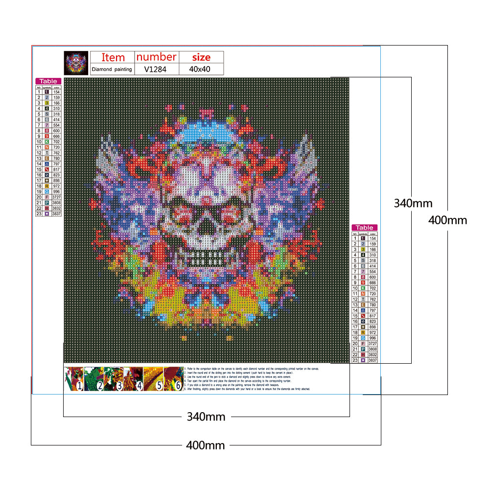 Colorful Skull - Full Round Drill Diamond Painting 40*40CM