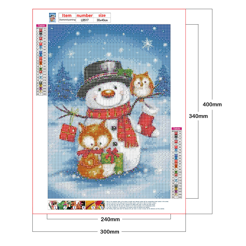 Snowman - Full Round Drill Diamond Painting 30*40CM