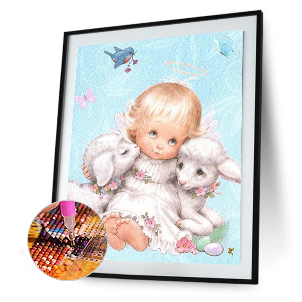 Angel Lamb - Full Round Drill Diamond Painting 30*40CM