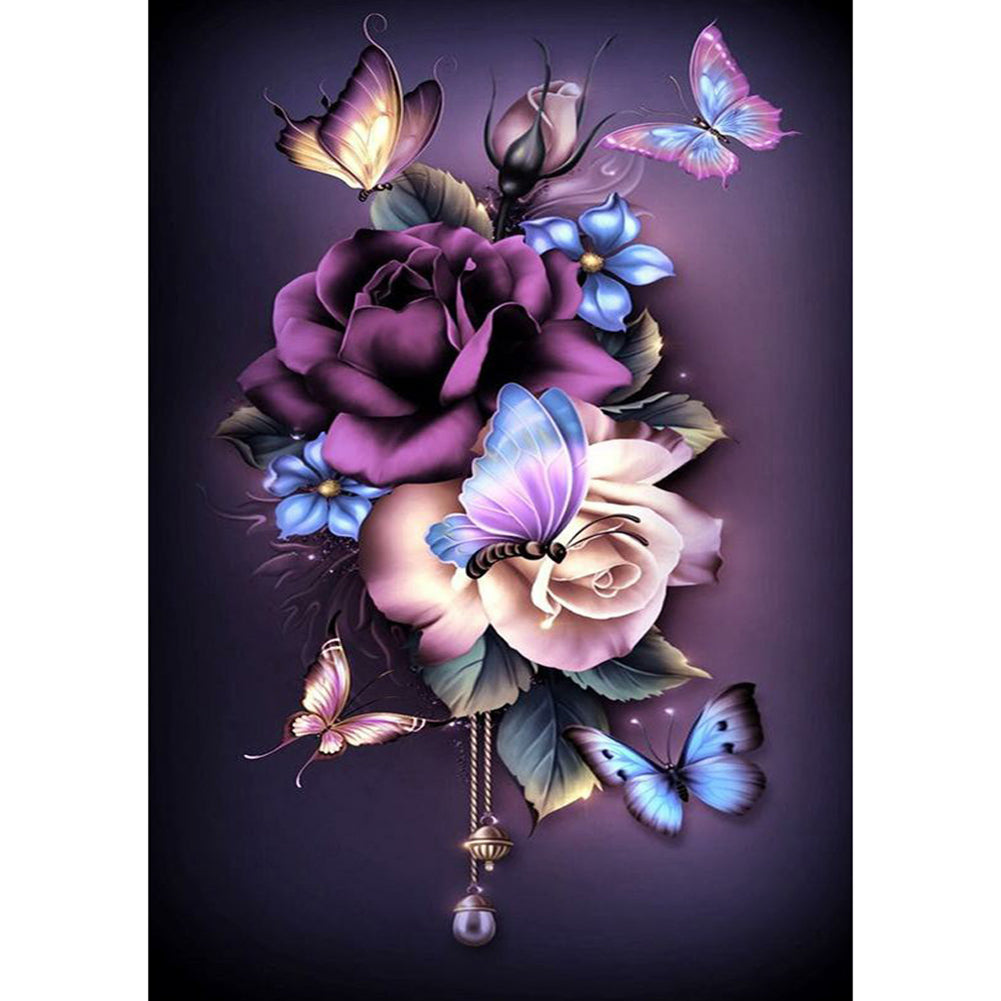 Flowers Butterfly - Full Square Drill Diamond Painting 40*50CM