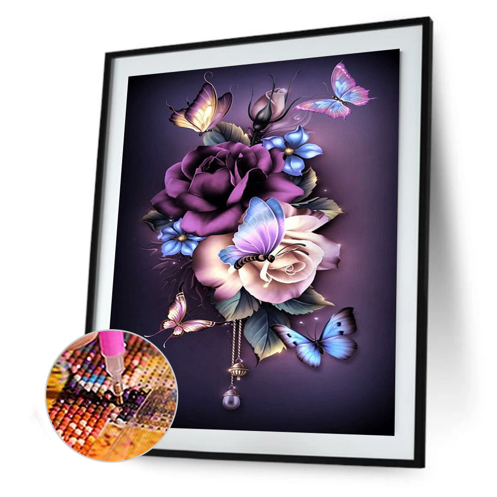 Flowers Butterfly - Full Square Drill Diamond Painting 40*50CM