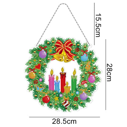 5D DIY Special Shaped Diamond Painting Christmas Wreath Kit w/ Lamp String