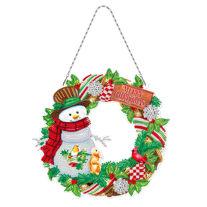 5D DIY Special Shaped Diamond Painting Christmas Wreath Kit w/ Lamp String