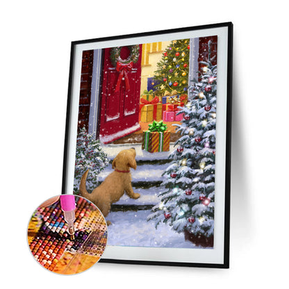 Christmas Dog - Full Round Drill Diamond Painting 30*40CM