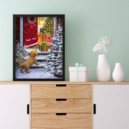 Christmas Dog - Full Round Drill Diamond Painting 30*40CM