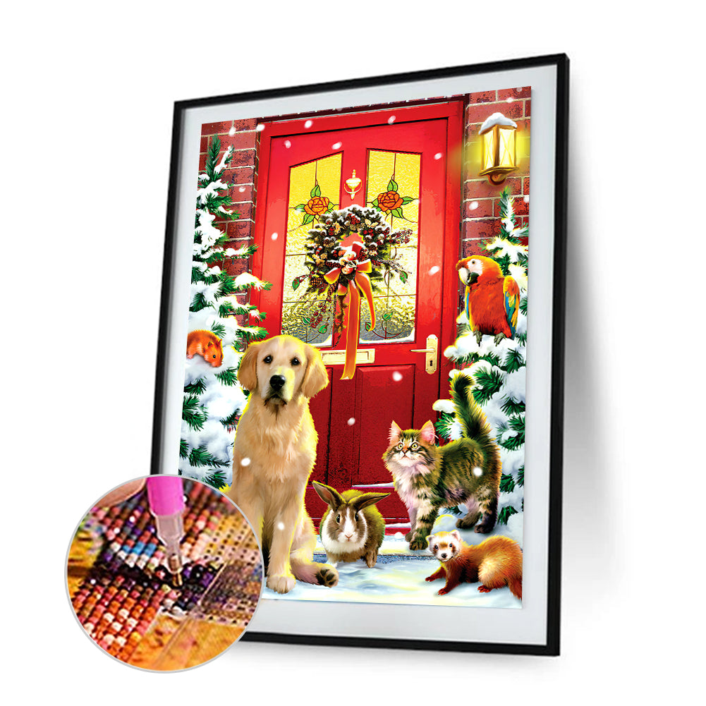 Christmas Dog - Full Round Drill Diamond Painting 30*40CM