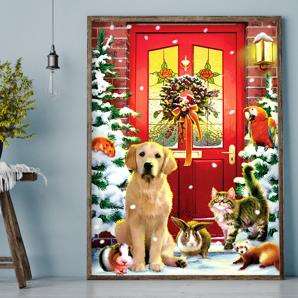 Christmas Dog - Full Round Drill Diamond Painting 30*40CM