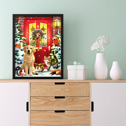 Christmas Dog - Full Round Drill Diamond Painting 30*40CM