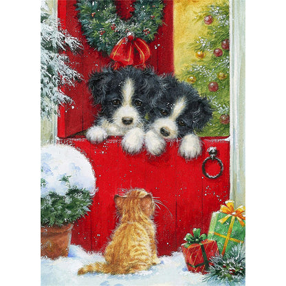 Christmas Dog - Full Round Drill Diamond Painting 30*40CM