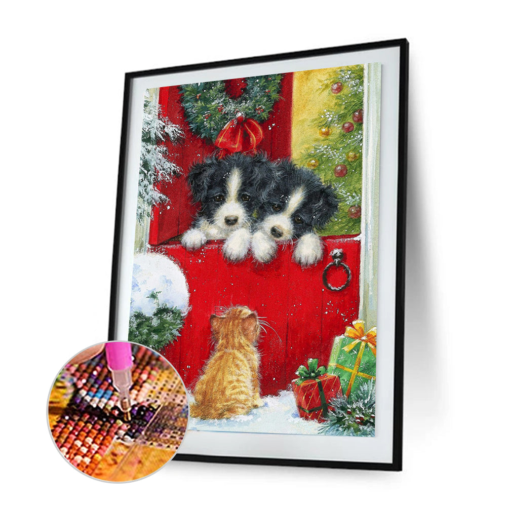 Christmas Dog - Full Round Drill Diamond Painting 30*40CM