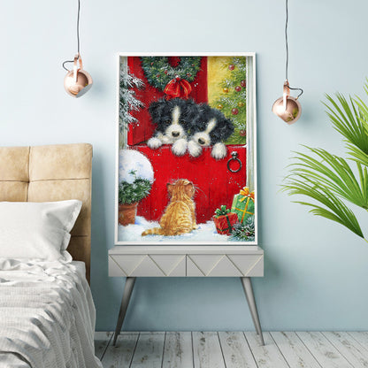 Christmas Dog - Full Round Drill Diamond Painting 30*40CM