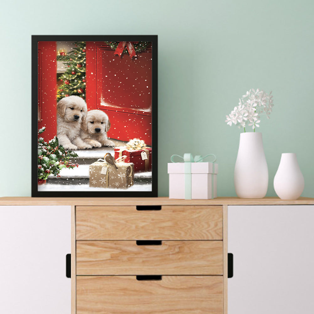 Christmas Dog - Full Round Drill Diamond Painting 30*40CM