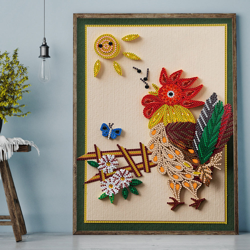 Rooster - Special Shaped Drill Diamond Painting 30*40CM