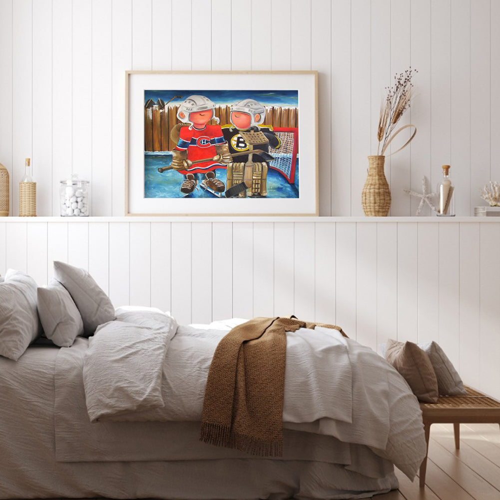 Hockey Sportman - Full Round Drill Diamond Painting 30*40CM