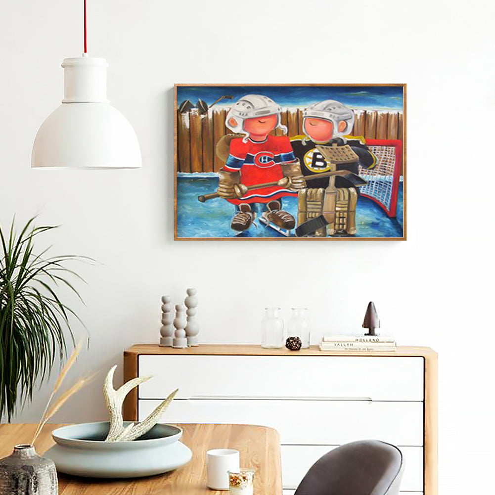 Hockey Sportman - Full Round Drill Diamond Painting 30*40CM