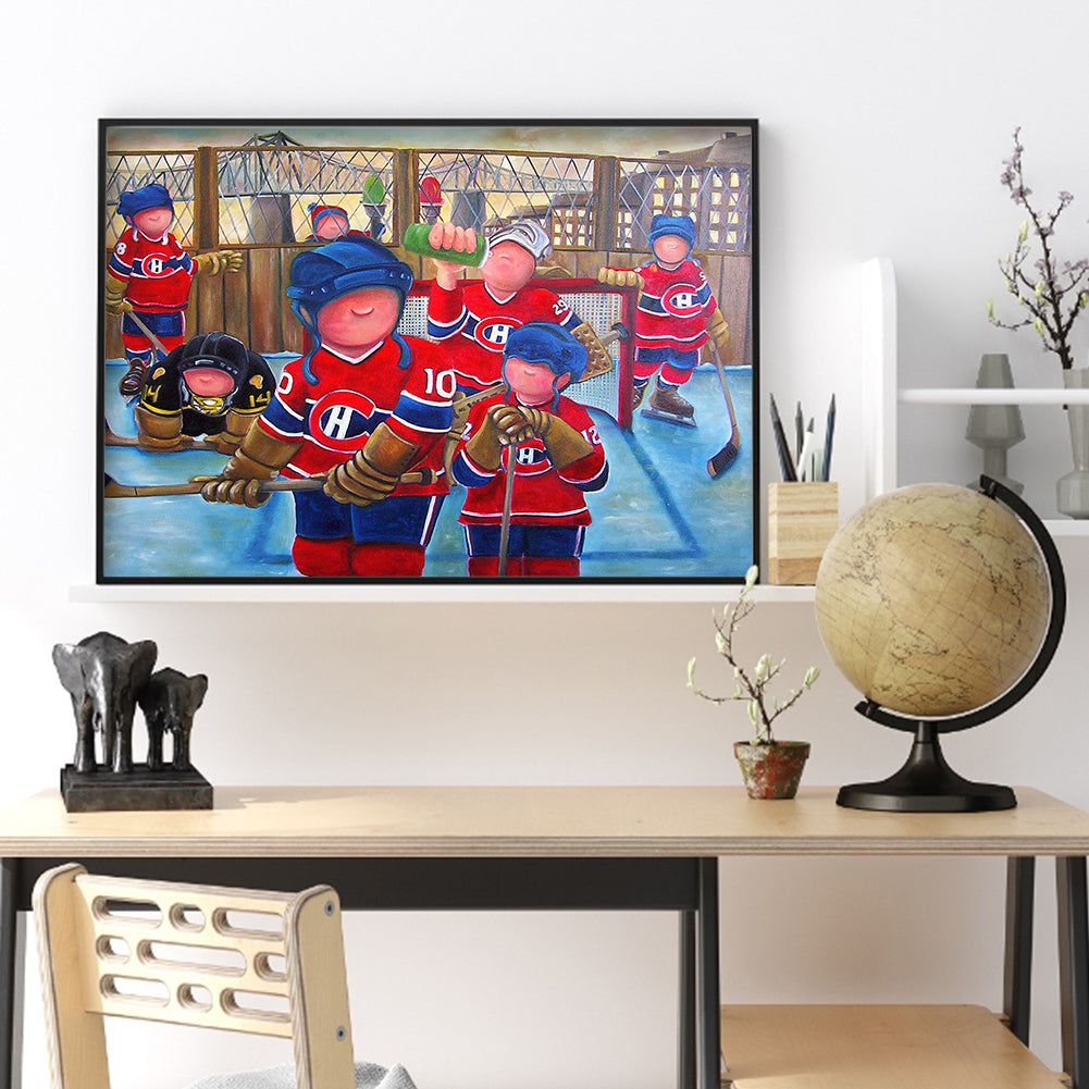 Hockey Sportman - Full Round Drill Diamond Painting 30*40CM