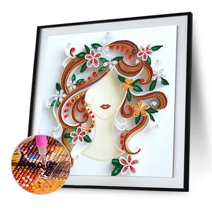 Curly Girl - Special Shaped Drill Diamond Painting 30*30CM