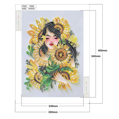 Sunflower Girl - Special Shaped Drill Diamond Painting 30*40CM