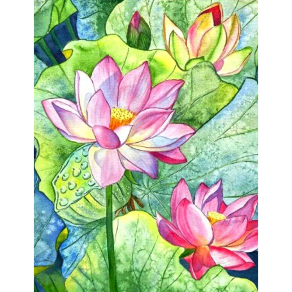 Lotus - Full Round Drill Diamond Painting 30*40CM