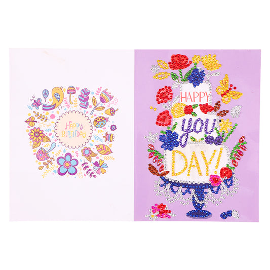 Special Shaped 5D Diamond Painting Happy Birthday Cards DIY Postcards Set