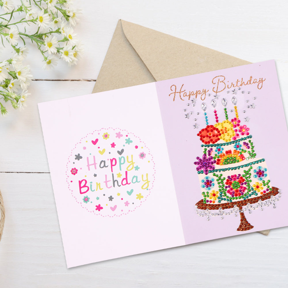 Special Shaped 5D Diamond Painting Happy Birthday Cards DIY Postcards Set