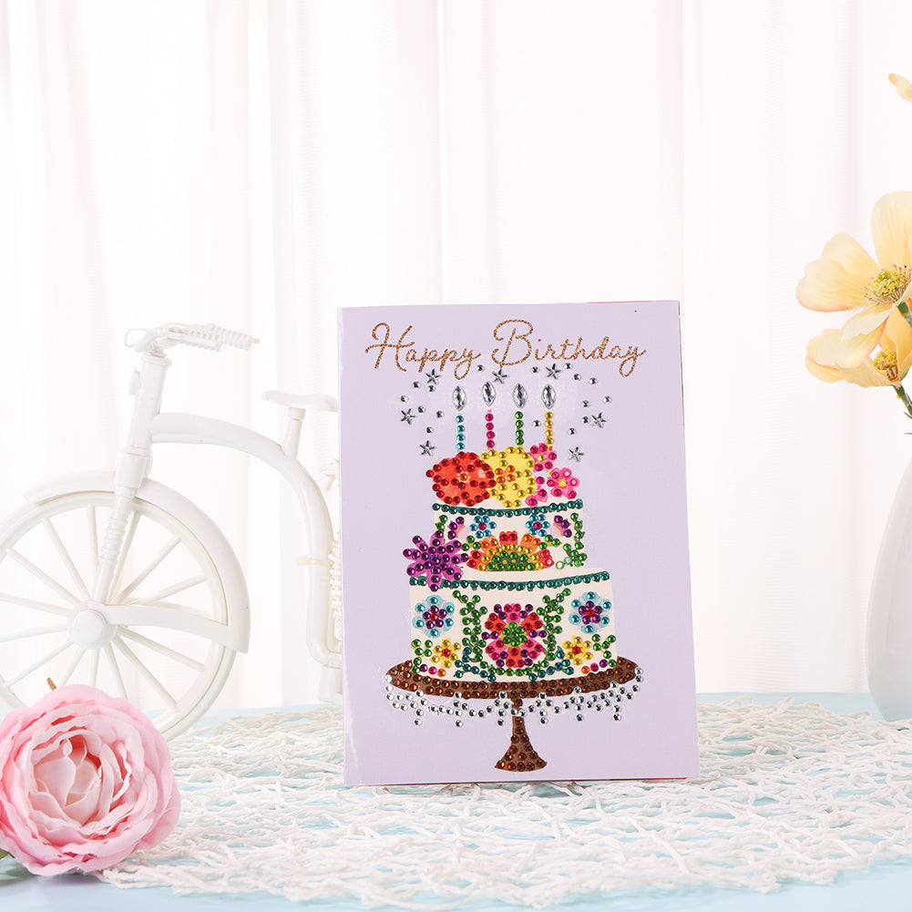 Special Shaped 5D Diamond Painting Happy Birthday Cards DIY Postcards Set