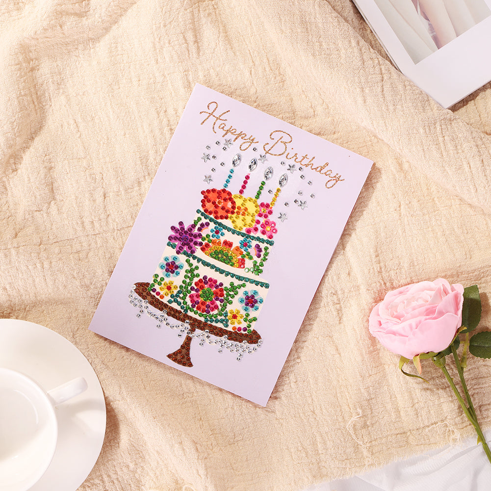 Special Shaped 5D Diamond Painting Happy Birthday Cards DIY Postcards Set