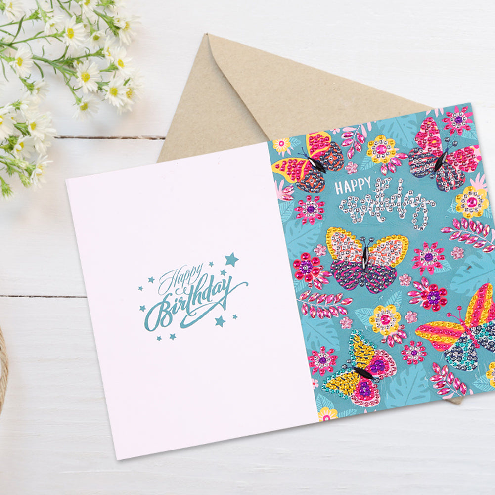 Special Shaped 5D Diamond Painting Happy Birthday Cards DIY Postcards Set