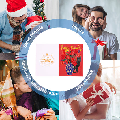 Special Shaped 5D Diamond Painting Happy Birthday Cards DIY Postcards Set