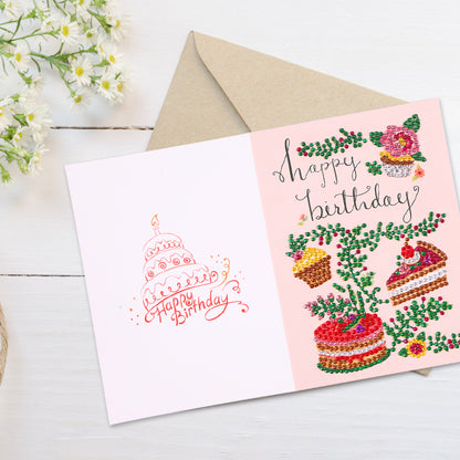 Special Shaped 5D Diamond Painting Happy Birthday Cards DIY Postcards Set