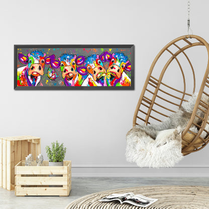 Colorful Cow - Full Round Drill Diamond Painting 90*30CM