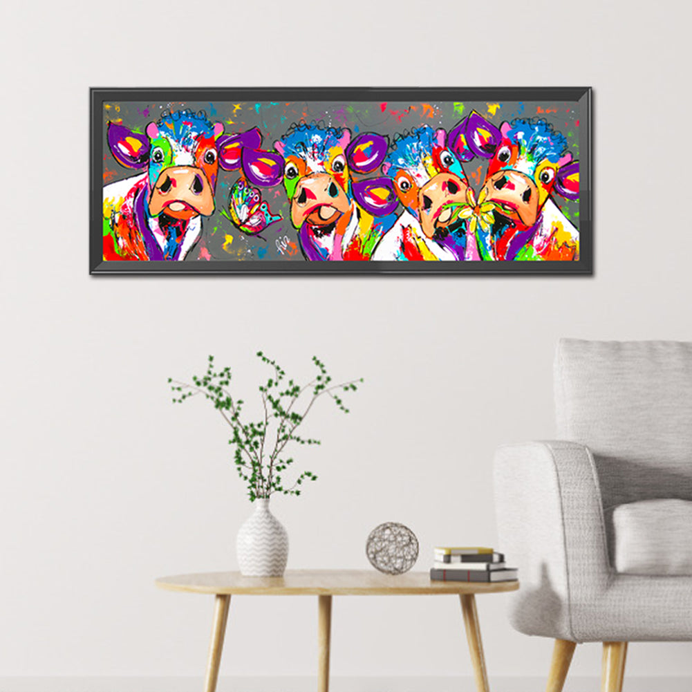 Colorful Cow - Full Round Drill Diamond Painting 90*30CM