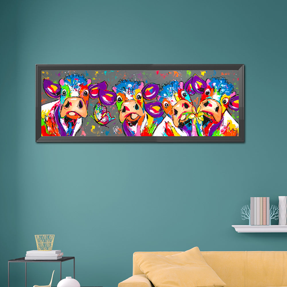 Colorful Cow - Full Round Drill Diamond Painting 90*30CM