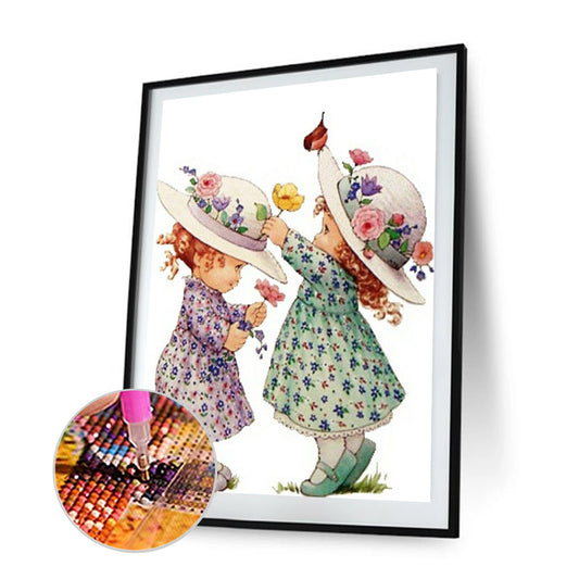 Hat Girl - Full Round Drill Diamond Painting 30*40CM