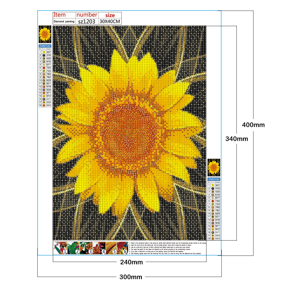 Sunflower - Full Round Drill Diamond Painting 30*40CM