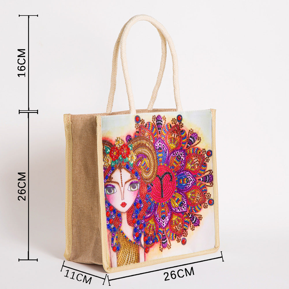 5D Diamond Painting Linen Bags DIY Drill Handbag Reusable Eco Shopping Tote