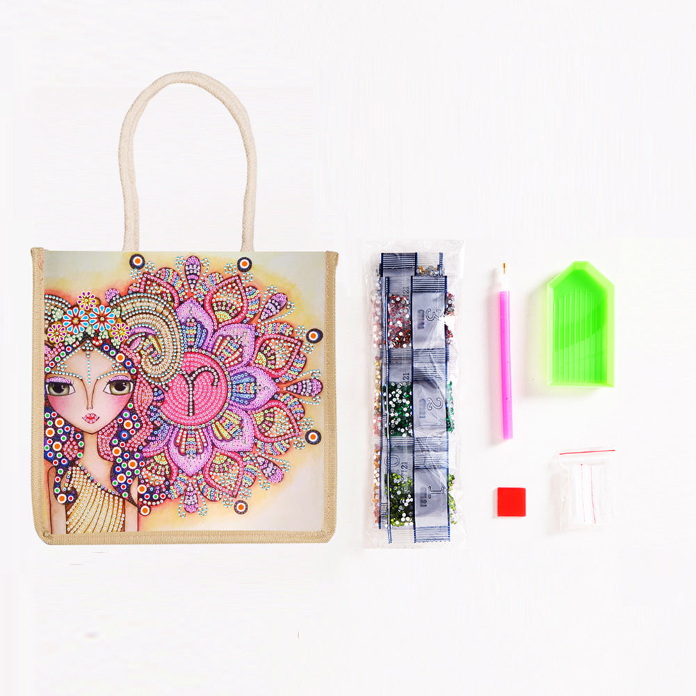 5D Diamond Painting Linen Bags DIY Drill Handbag Reusable Eco Shopping Tote