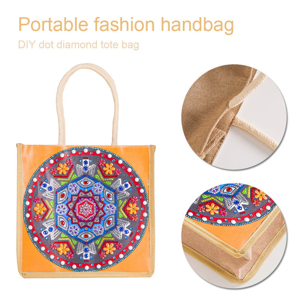 5D Diamond Painting Linen Bags DIY Drill Handbag Reusable Eco Shopping Tote