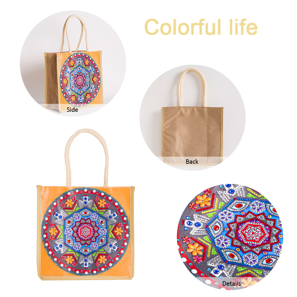 5D Diamond Painting Linen Bags DIY Drill Handbag Reusable Eco Shopping Tote