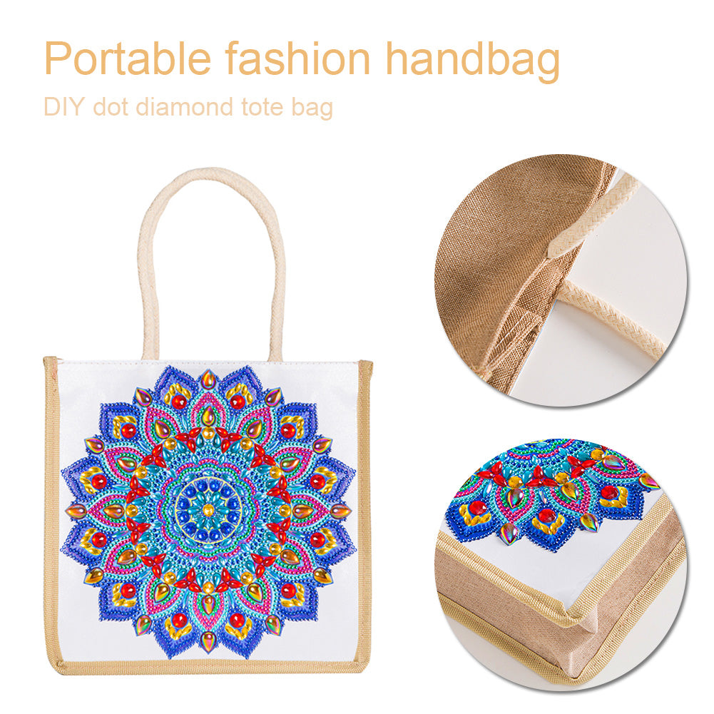 5D Diamond Painting Linen Bags DIY Drill Handbag Reusable Eco Shopping Tote