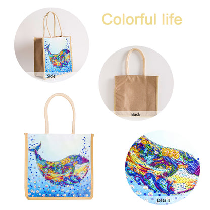 5D Diamond Painting Linen Bags DIY Drill Handbag Reusable Eco Shopping Tote