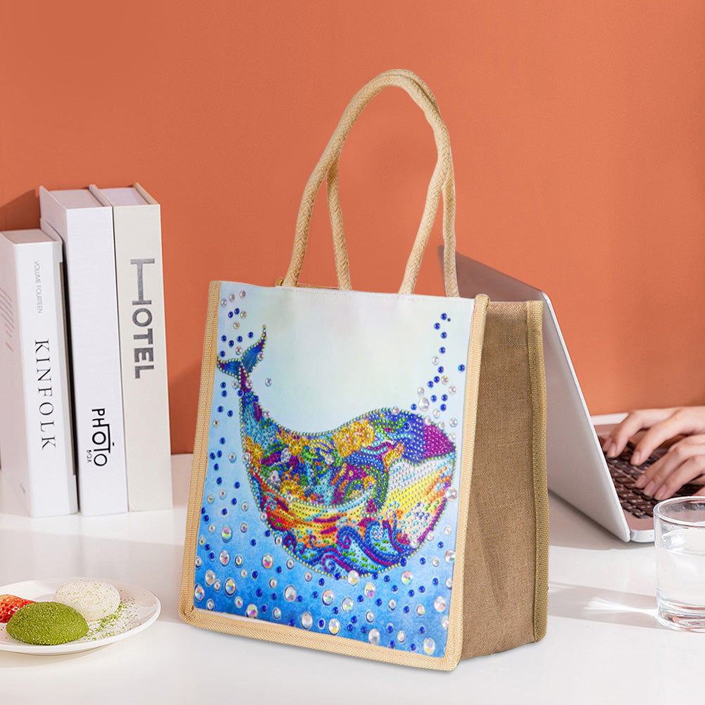 5D Diamond Painting Linen Bags DIY Drill Handbag Reusable Eco Shopping Tote