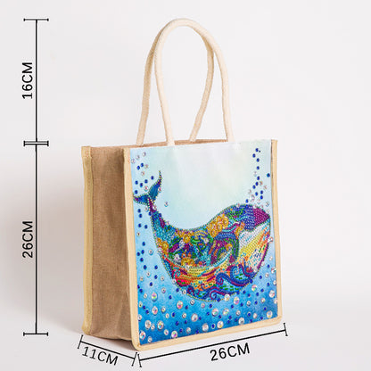 5D Diamond Painting Linen Bags DIY Drill Handbag Reusable Eco Shopping Tote