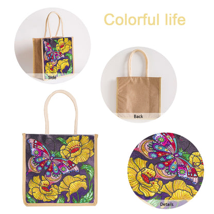 5D Diamond Painting Linen Bags DIY Drill Handbag Reusable Eco Shopping Tote