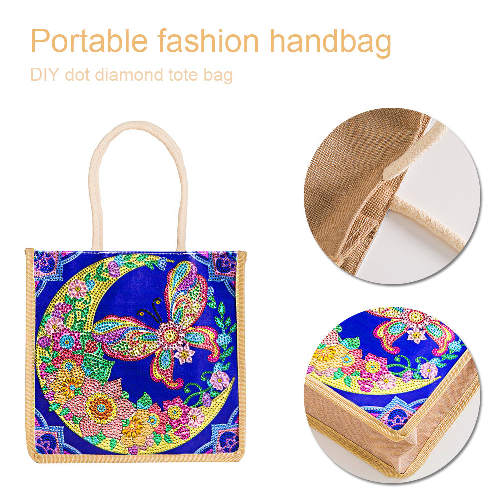 5D Diamond Painting Linen Bags DIY Drill Handbag Reusable Eco Shopping Tote