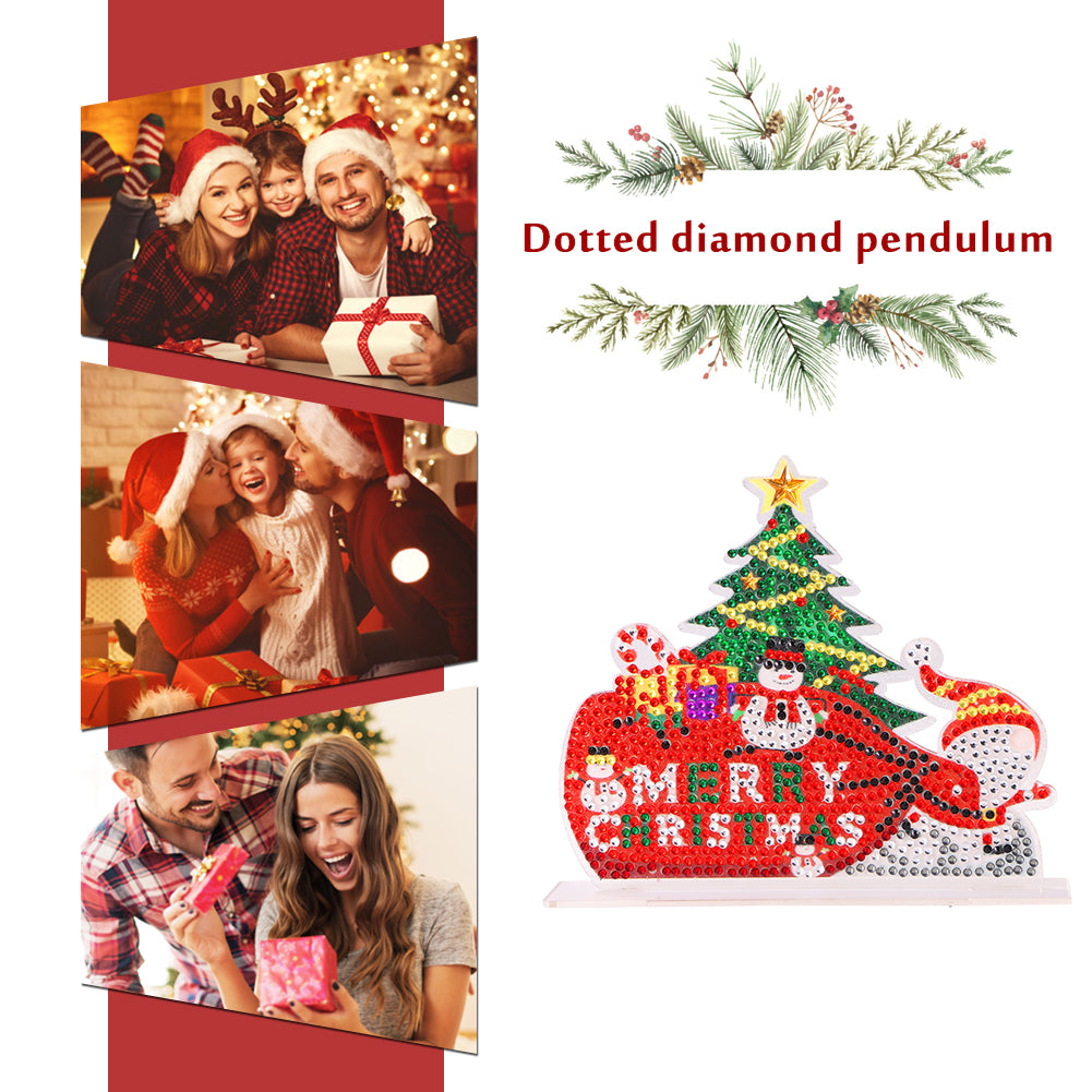 Christmas Diamond Drawing Desktop Mini Rhinestone Picture Mosaic Figurines