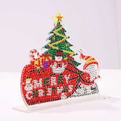 Christmas Diamond Drawing Desktop Mini Rhinestone Picture Mosaic Figurines