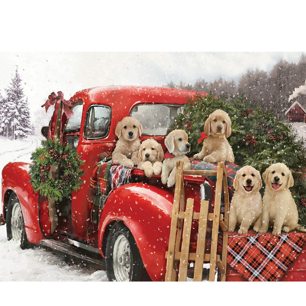 Dogs - Full Round Drill Diamond Painting 40*30CM