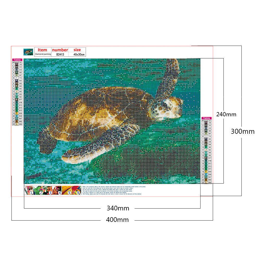 Swimming Turtle - Full Round Drill Diamond Painting 40*30CM